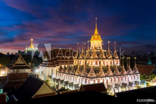 Picture of Wat Ratchanatdaram temple and Metal Castle in Bangkok Thailand